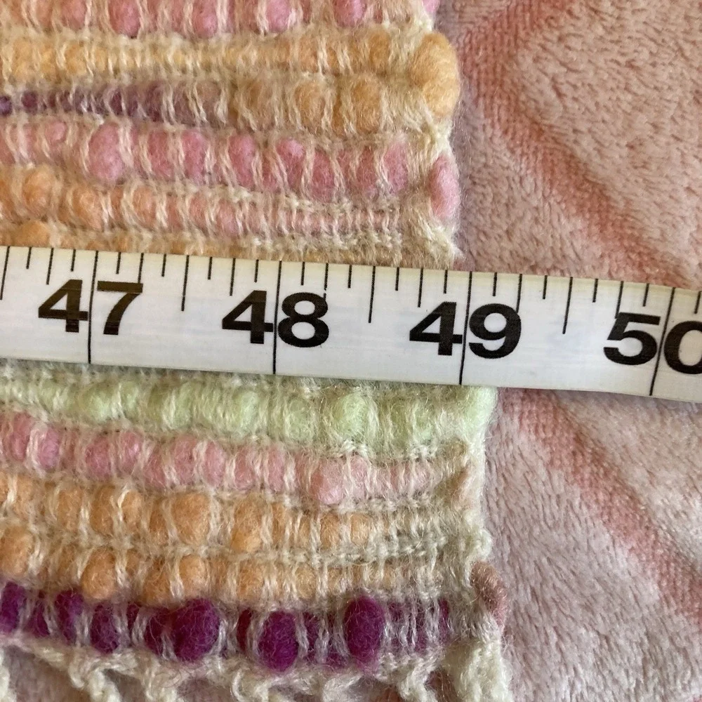 100% Wool Handmade Rag Rug w/ Fringe 52.7